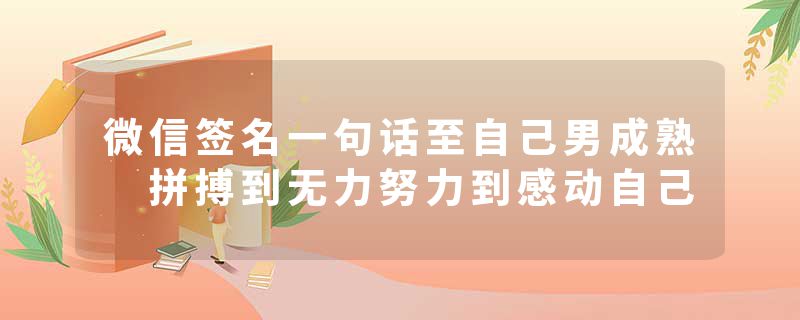 微信签名一句话至自己男成熟 拼搏到无力努力到感动自己