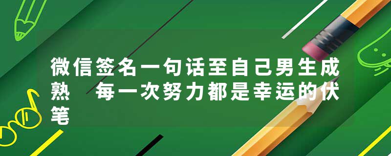 微信签名一句话至自己男生成熟 每一次努力都是幸运的伏笔