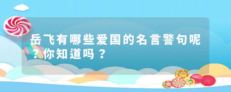 岳飞有哪些爱国的名言警句呢？你知道吗？