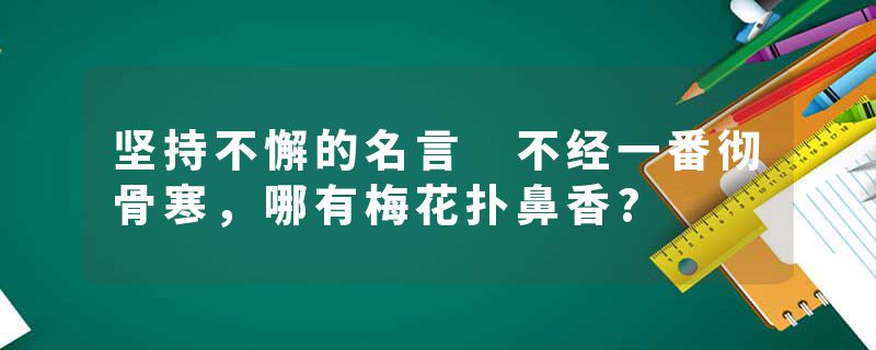 坚持不懈的名言 不经一番彻骨寒，哪有梅花扑鼻香?