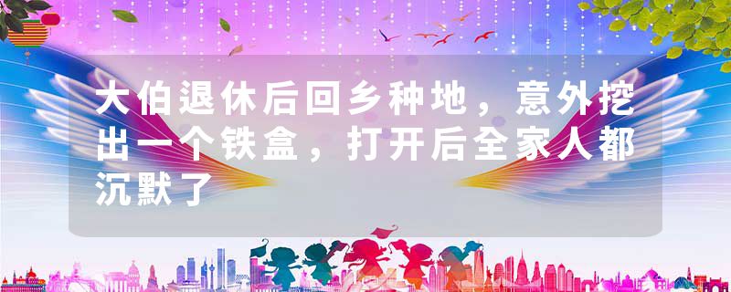 大伯退休后回乡种地，意外挖出一个铁盒，打开后全家人都沉默了
