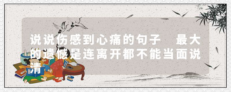 说说伤感到心痛的句子 最大的遗憾是连离开都不能当面说清