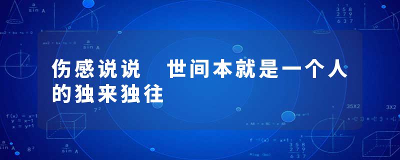 伤感说说 世间本就是一个人的独来独往