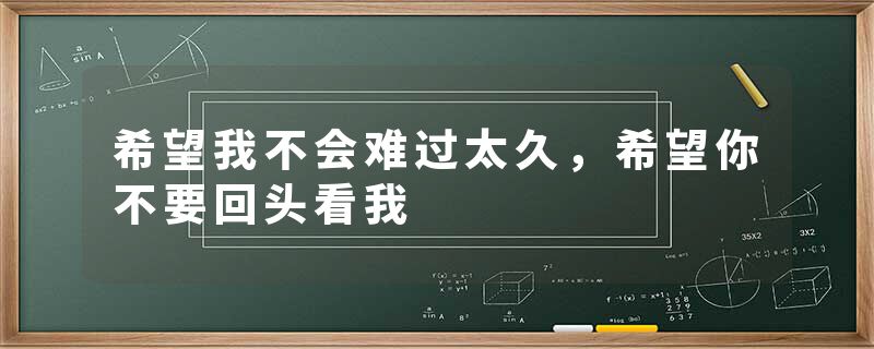 希望我不会难过太久，希望你不要回头看我