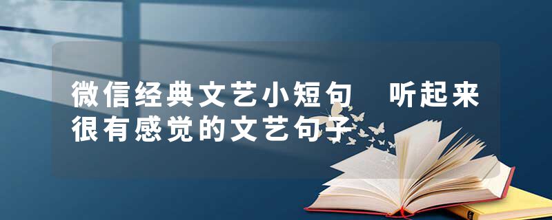 微信经典文艺小短句 听起来很有感觉的文艺句子