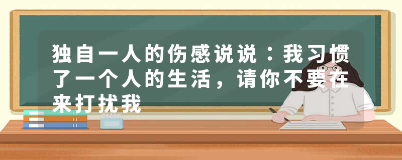 独自一人的伤感说说：我习惯了一个人的生活，请你不要在来打扰我