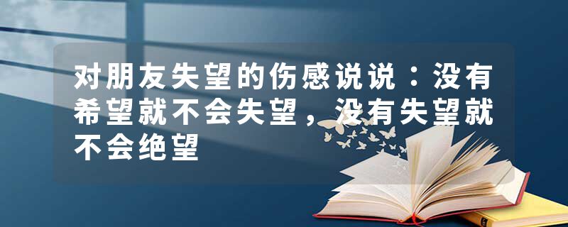 对朋友失望的伤感说说：没有希望就不会失望，没有失望就不会绝望