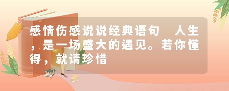 感情伤感说说经典语句 人生，是一场盛大的遇见。若你懂得，就请珍惜