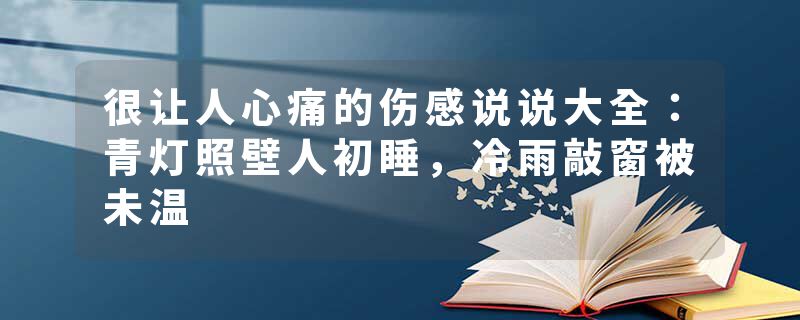 很让人心痛的伤感说说大全：青灯照壁人初睡，冷雨敲窗被未温
