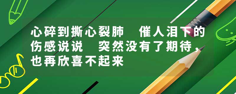 心碎到撕心裂肺 催人泪下的伤感说说 突然没有了期待，也再欣喜不起来