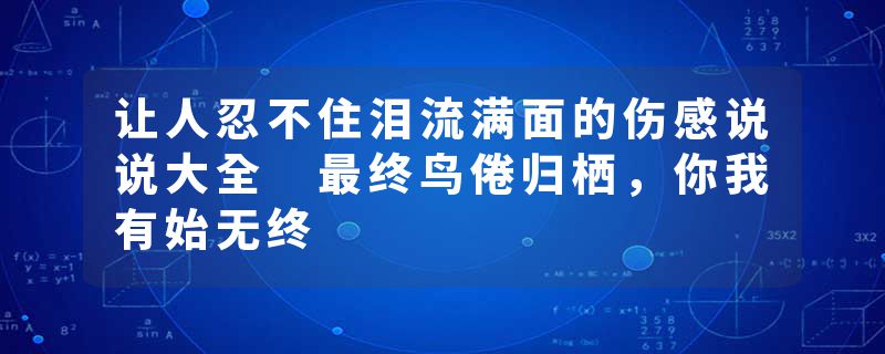 让人忍不住泪流满面的伤感说说大全 最终鸟倦归栖，你我有始无终