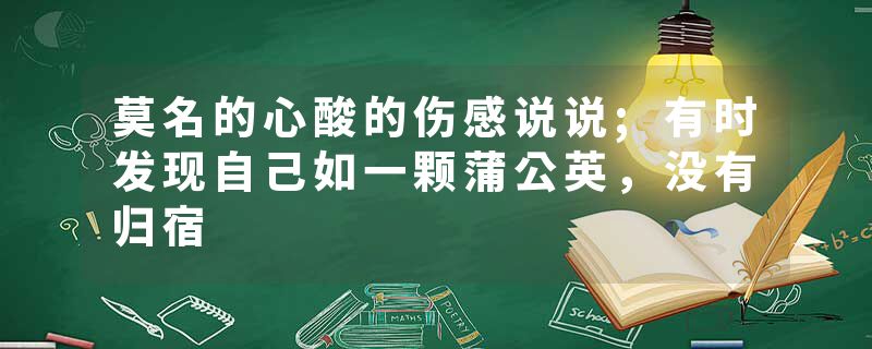 莫名的心酸的伤感说说;有时发现自己如一颗蒲公英，没有归宿