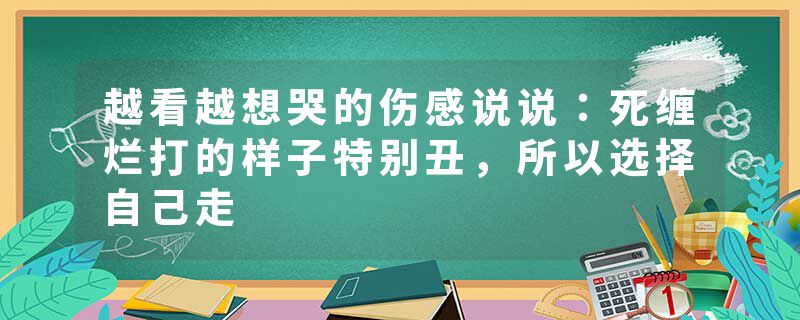 越看越想哭的伤感说说：死缠烂打的样子特别丑，所以选择自己走