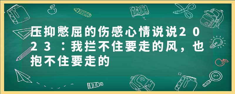 压抑憋屈的伤感心情说说2023：我拦不住要走的风，也抱不住要走的