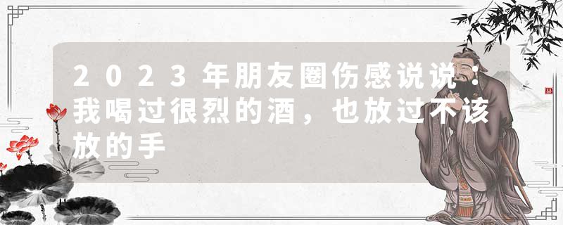 2023年朋友圈伤感说说：我喝过很烈的酒，也放过不该放的手