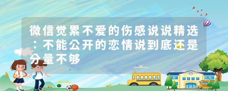 微信觉累不爱的伤感说说精选：不能公开的恋情说到底还是分量不够