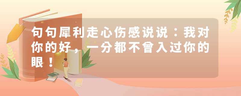 句句犀利走心伤感说说：我对你的好，一分都不曾入过你的眼！