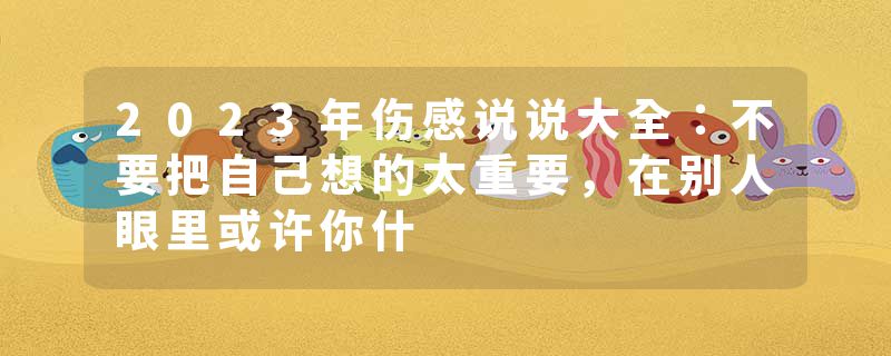 2023年伤感说说大全：不要把自己想的太重要，在别人眼里或许你什