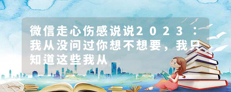 微信走心伤感说说2023：我从没问过你想不想要，我只知道这些我从