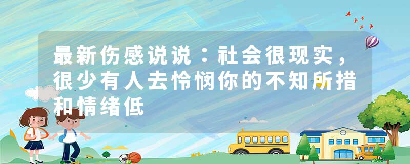 最新伤感说说：社会很现实，很少有人去怜悯你的不知所措和情绪低