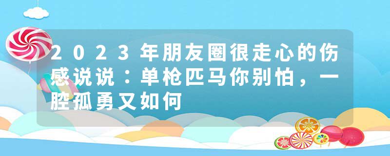 2023年朋友圈很走心的伤感说说：单枪匹马你别怕，一腔孤勇又如何