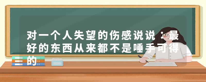 对一个人失望的伤感说说：最好的东西从来都不是唾手可得的