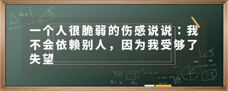 一个人很脆弱的伤感说说：我不会依赖别人，因为我受够了失望