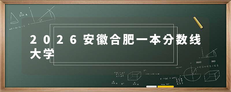 2026安徽合肥一本分数线大学