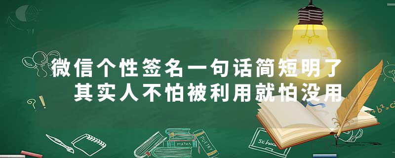 微信个性签名一句话简短明了 其实人不怕被利用就怕没用