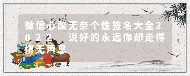 微信心酸无奈个性签名大全2022 说好的永远你却走得悄无声息