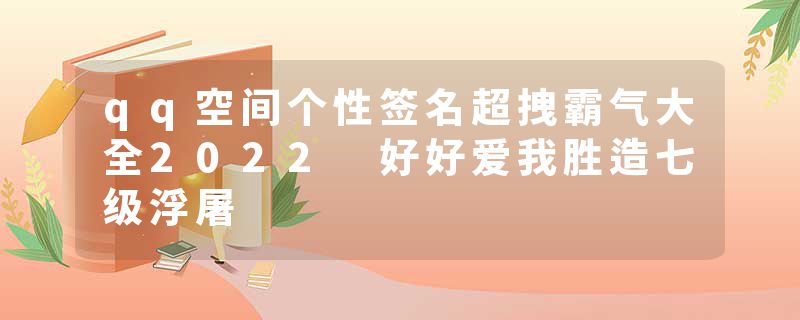 qq空间个性签名超拽霸气大全2022 好好爱我胜造七级浮屠