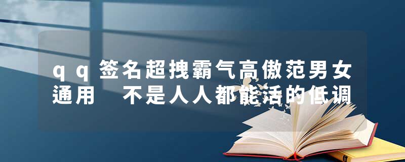 qq签名超拽霸气高傲范男女通用 不是人人都能活的低调