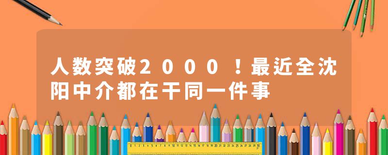 人数突破2000！最近全沈阳中介都在干同一件事