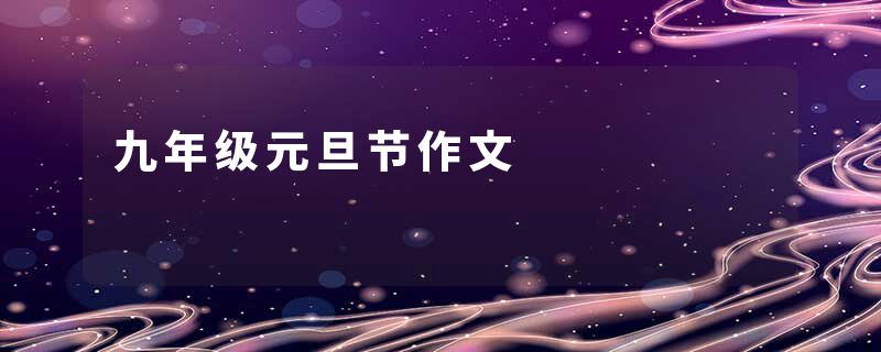 九年级元旦节作文