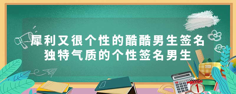 犀利又很个性的酷酷男生签名 独特气质的个性签名男生