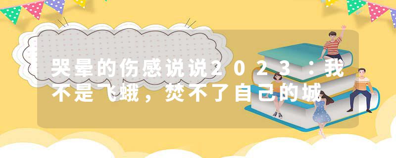 哭晕的伤感说说2023：我不是飞蛾，焚不了自己的城